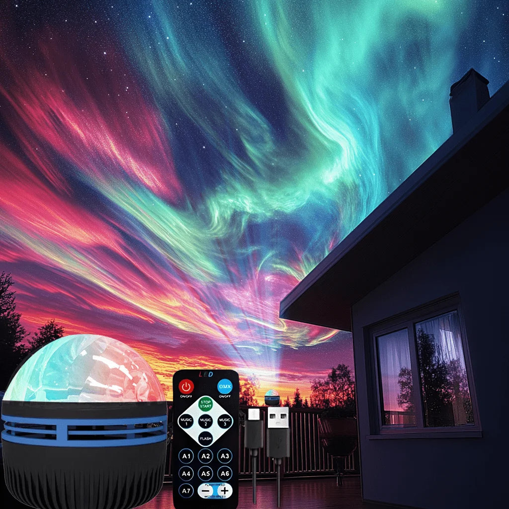 LED Night Light 7 Colors Starry Sky Projector Light Northern Aurora Ambient Light with Remote USB Auto Rotate for Bedroom Decor
